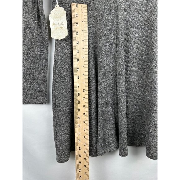 NWT Altard State Women's Gray Ribbed Knit Long Sleeve Fit & Flare Dress Sz Large - Picture 5 of 12